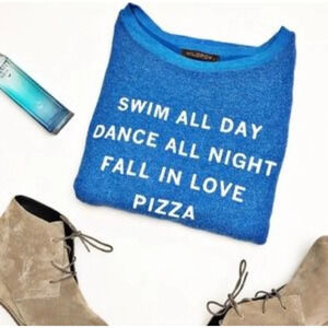 Wildfox Women Statement Blue Long Sleeve Tees Medium